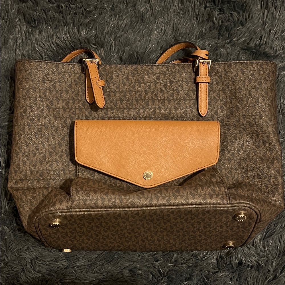 Michael Kors Tan and Brown Leather Interior Tote